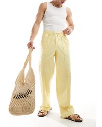 ASOS - Pantalon en lin coupe ample élégante à enfiler - cendré - Lyst