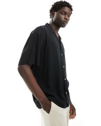 ADPT - Camicia oversize nera con colletto con rever - Lyst
