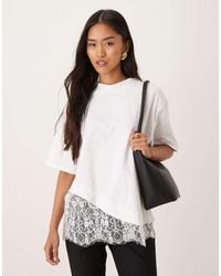 ASOS - Short Sleeve T-shirt With Lace Hem - Lyst