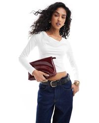 Stradivarius - Top Met Lange Mouwen En Gedrapeerde Halslijn - Lyst