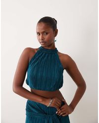 ASOS - Co-Ord Plisse Cropped Bubble Halter Neck Top - Lyst