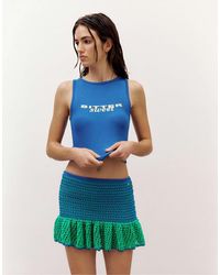 Pull&Bear - Minirock aus strick mit rüschen - Lyst