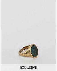 Reclaimed (vintage) Inspired - Zegelring Met Halfedelsteen, Exclusief Bij Asos - Metallic