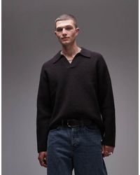 ARKET - Knitted Rib Wool Sweater With Polo Collar - Lyst