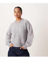 Vila - Maglione Lavorato Medio Mélange Con Cuciture Diagonali - Lyst