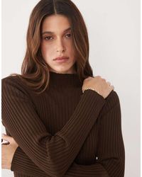 Threadbare - High Neck Long Sleeve Knitted Top - Lyst