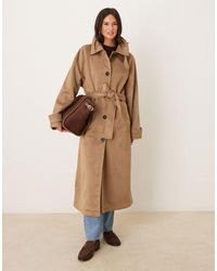 ASOS - Trench-coat en imitation daim à col cheminée - taupe-pas - Lyst