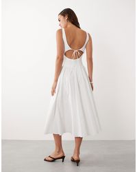 Mango - Starring Hailey Bieber Cotton Mix Scoop Neck Drop Waist Maxi Dress - Lyst