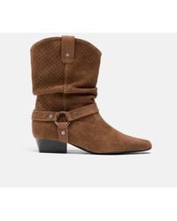 Stradivarius - Slouchy Openwork Leather Ankle Boots - Lyst