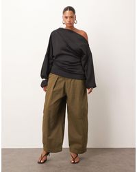 ARRANGE - Curve Remi Casual Twill High Waisted Barrel Leg Pants - Lyst