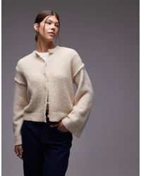 ASOS - Knitted Cardigan With Exposed Seams With Wool - Lyst
