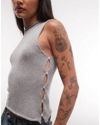 Collusion - Slash Neck Knit Tank Top With Side Button Detail - Lyst