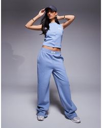 Kaiia - Cotton Rich Logo Detail Front Seam Wide Leg joggers Co-ord - Lyst