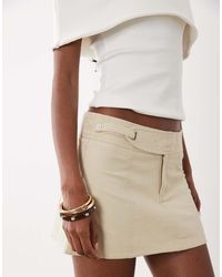 Motel - Julis Buckle Waist Twill Mini Skirt - Lyst
