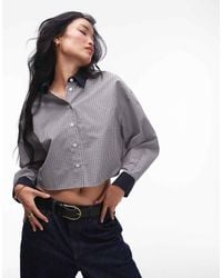 TOPSHOP - Camisa A Cuadros De Corte Cuadrado Con Solapas En Contraste De - Lyst