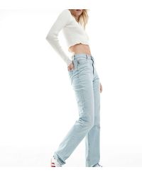 ASOS - Vaqueros Azul Pálido De Corte Recto Y Talle Medio De Asos Design Tall - Lyst