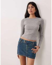 Motel - Low Rise Denim Mini Skirt - Lyst