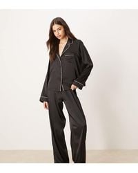 ASOS - Asos Design Tall Satin Shirt & Trouser Pyjama Set - Lyst
