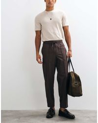 ASOS - Tailored Pull On Flannel Relaxed Tapered Trousers - Lyst