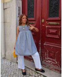 Labelrail - Vestido Corto A Cuadros Vichy Negros Amplio De X Rebecca Olivia - Lyst