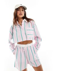 ASOS - Cropped Overhemd Met Contrasterende Kraag En Strepen - Lyst