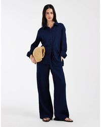 ONLY - Seersucker Broek Met Wijde Pijpen - Lyst