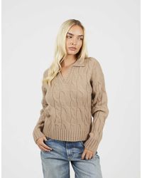 Brave Soul - Collared Cable Knit Jumper - Lyst