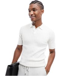 ASOS - Knitted Muscle Fit Rib Polo T-shirt - Lyst