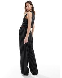 Reclaimed Vintage - Pull On Tailored Straight Leg Pinstripe Trouser With Satin Waistband Detail - Lyst