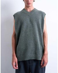 TOPMAN - Oversized Fit Knit V-neck Tank Top - Lyst