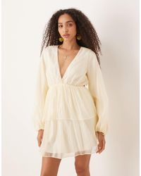 Gina Tricot - Long Sleeve V Neck Mini Dress - Lyst