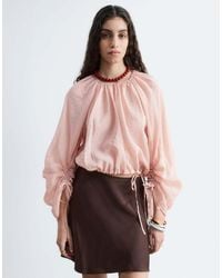 & Other Stories - Sheer Cropped Blouse With Drawstring Sleeves And Waist - Lyst