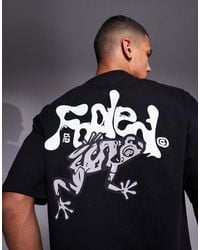 Faded Store - Camiseta Negra Con Estampado Trasero De Sapo En Contraste De - Lyst