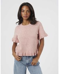 Brave Soul - Short Sleeve Knitted T-Shirt With Frill Detail - Lyst