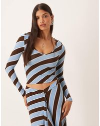 Motel - Jael Long Sleeve Co-Ord Striped Top - Lyst