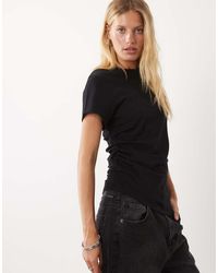 Mango - Ruched Asymmetric T-shirt - Lyst