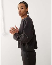 Weekday - Sudadera Negra De Corte Cuadrado Con Lavado Ácido Y Detalle De Pespuntes De (Parte De Un Conjunto)-Negro - Lyst
