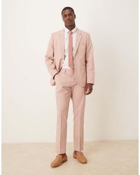 ASOS - Linen Look Slim Suit Trousers With Front Pleat - Lyst