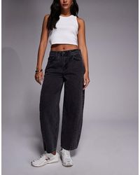 River Island - Barrel Leg Jeans With Seam Detail - Lyst