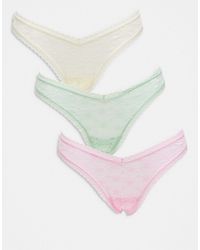 ASOS - 3 Pack All Over Lace Dipped Front Lingerie Thong - Lyst