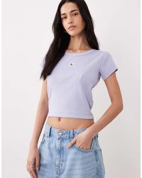 Calvin Klein - Woven Label Ribbed Baby Tee - Lyst