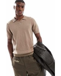 Jack & Jones - Premium Split Neck Boucle Texture Polo Shirt - Lyst
