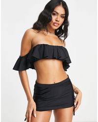 ASOS - Mix And Match Off-shoulder Frill Bikini Top With Detachable Sleeves - Lyst