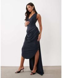 ASOS - Plunge Neck Midi Dress With Open Back & Train Detail - Lyst