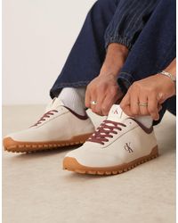 Calvin Klein - Calvin Klein Jean Suede Low Runner Trainers With Gum Sole - Lyst