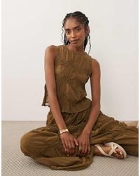 Mango - Snake Sleeveless Ruched Tank Top With Beaded Detail - Lyst