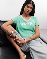 Roxy - Cropped Strand-T-Shirt Met V-Hals - Lyst