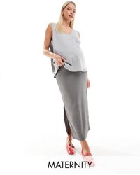 Mama.licious - Mamalicious Maternity Textured Side Split Maxi Skirt - Lyst