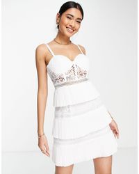 ASOS - Lace Corset Mini Dress With Tiered Pleated Skirt - Lyst