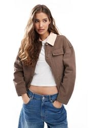 ASOS - Denim Contrast Colour Barn Jacket - Lyst